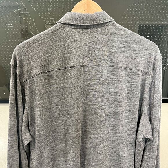 Club Monaco - Wool Blend Knit Jersey Button Down Shirt - Grey - Picture 6 of 7